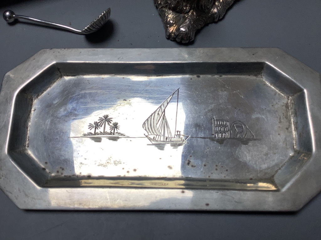 Modern items of silver including wine coaster, photograph frames, timepiece etc.
